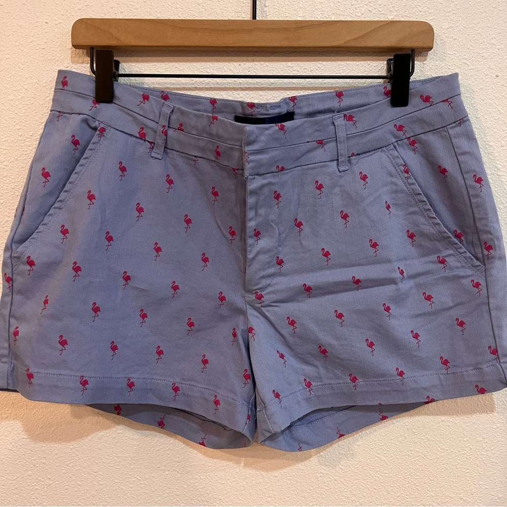 Blue Rain Flamingo Print Shorts